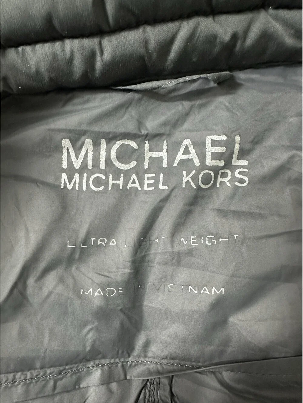 Michael Kors Womens Large Puffer Jacket Hooded Zip Ultra Light Weight Parka Coat